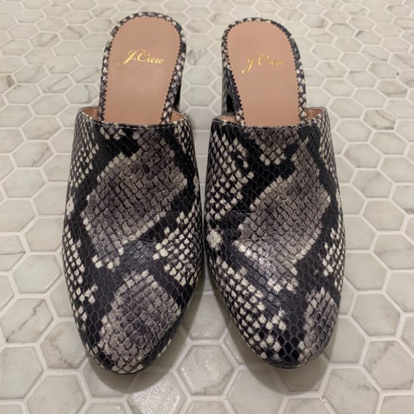 J.Crew Sophia High Block-Heel Snakeskin Mules - Picture 7 of 7